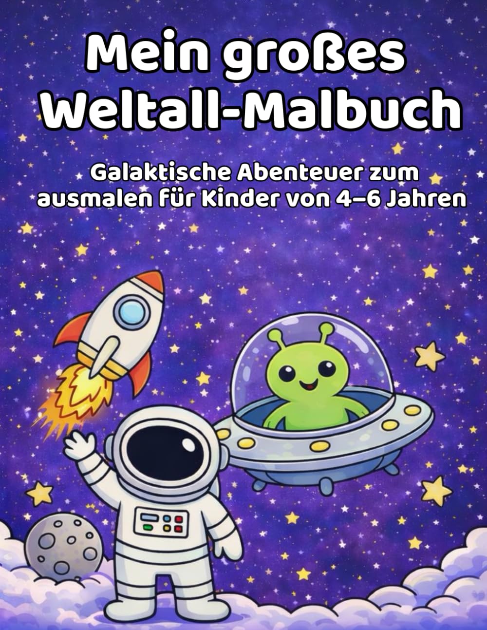 Mein großes Weltall-Malbuch: Galaktische Abenteuer zum ausmalen für Kinder von 4 - 6 Jahren