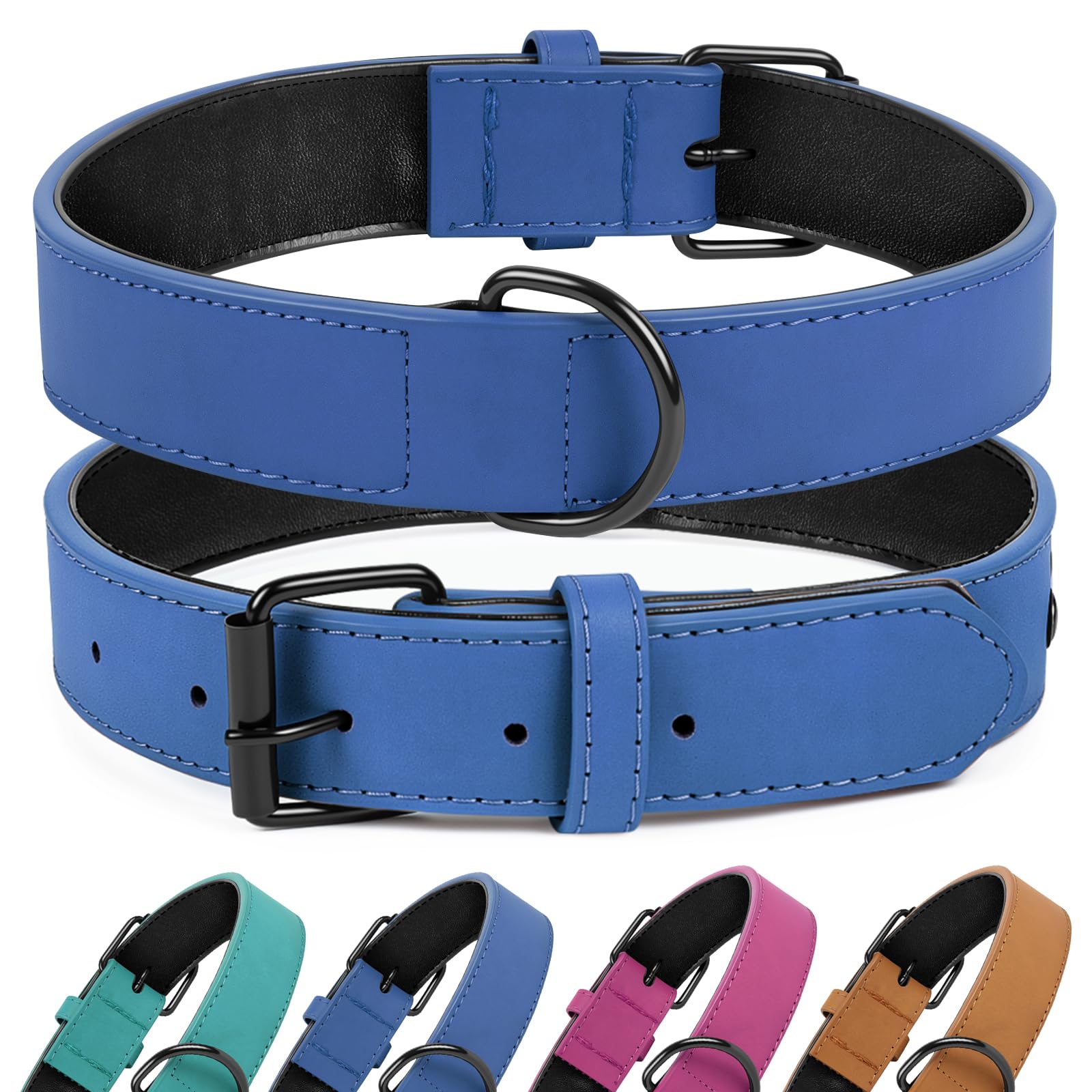 OFFCUP Leather Dog Collar, Soft Durable Adjustable Pet Collar