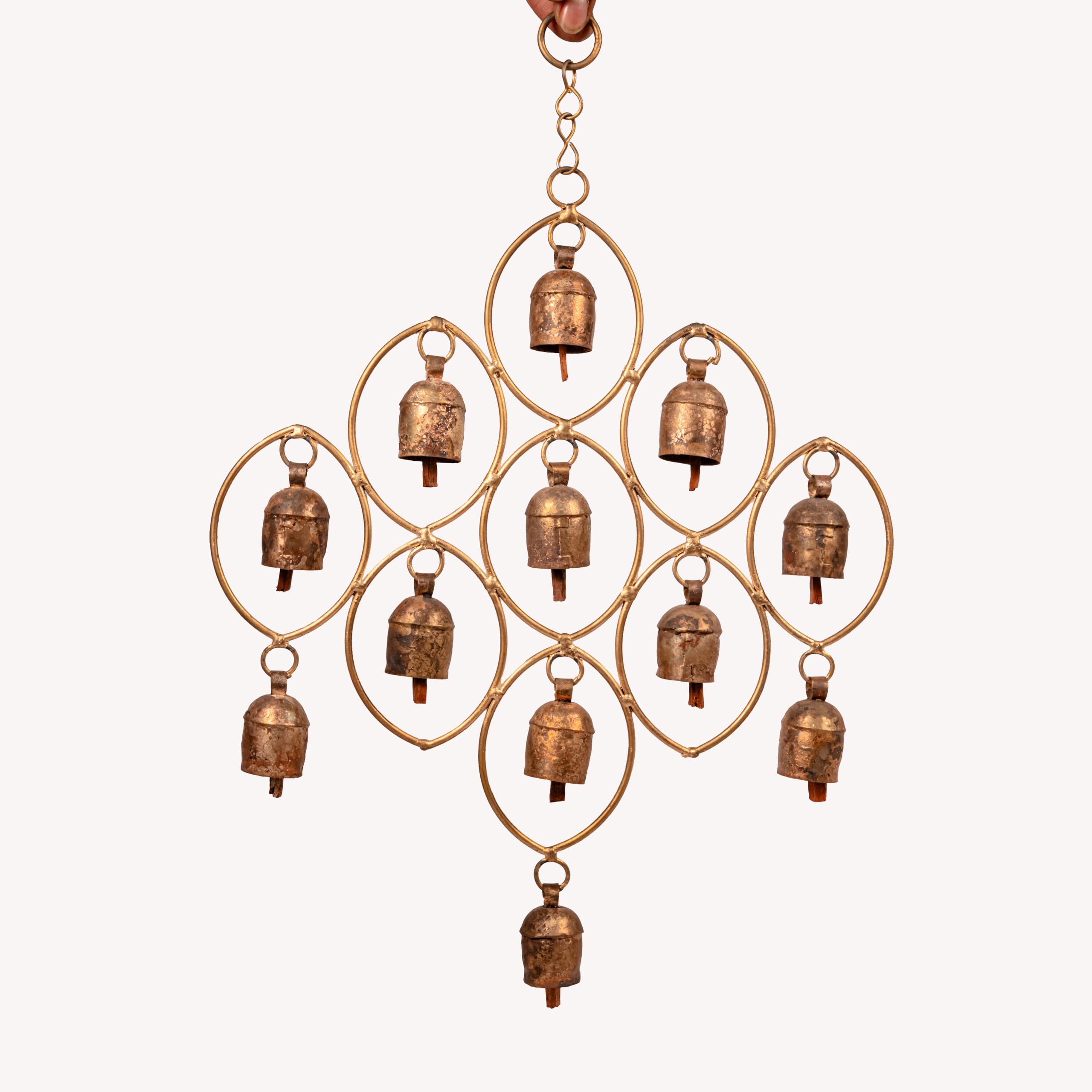 Zishta Copper Coated Iron Wind Chimes | Wind Bell for Home & Office Decoration (Jare 12) | Wind Chimes for Home Balcony Garden Positive Energy | Home Decor (Height: 33cm, Weight: 0.26 Kg)-image-23