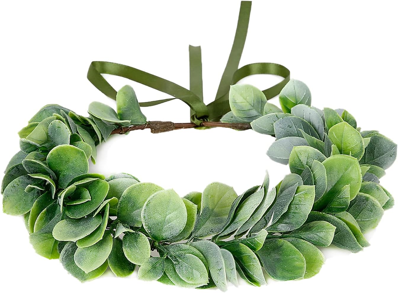 Artificial Green Leaf Crown Eucalyptus Flower Wreath Women Girls Bohemian Headpiece Floral Headband Photo Prop