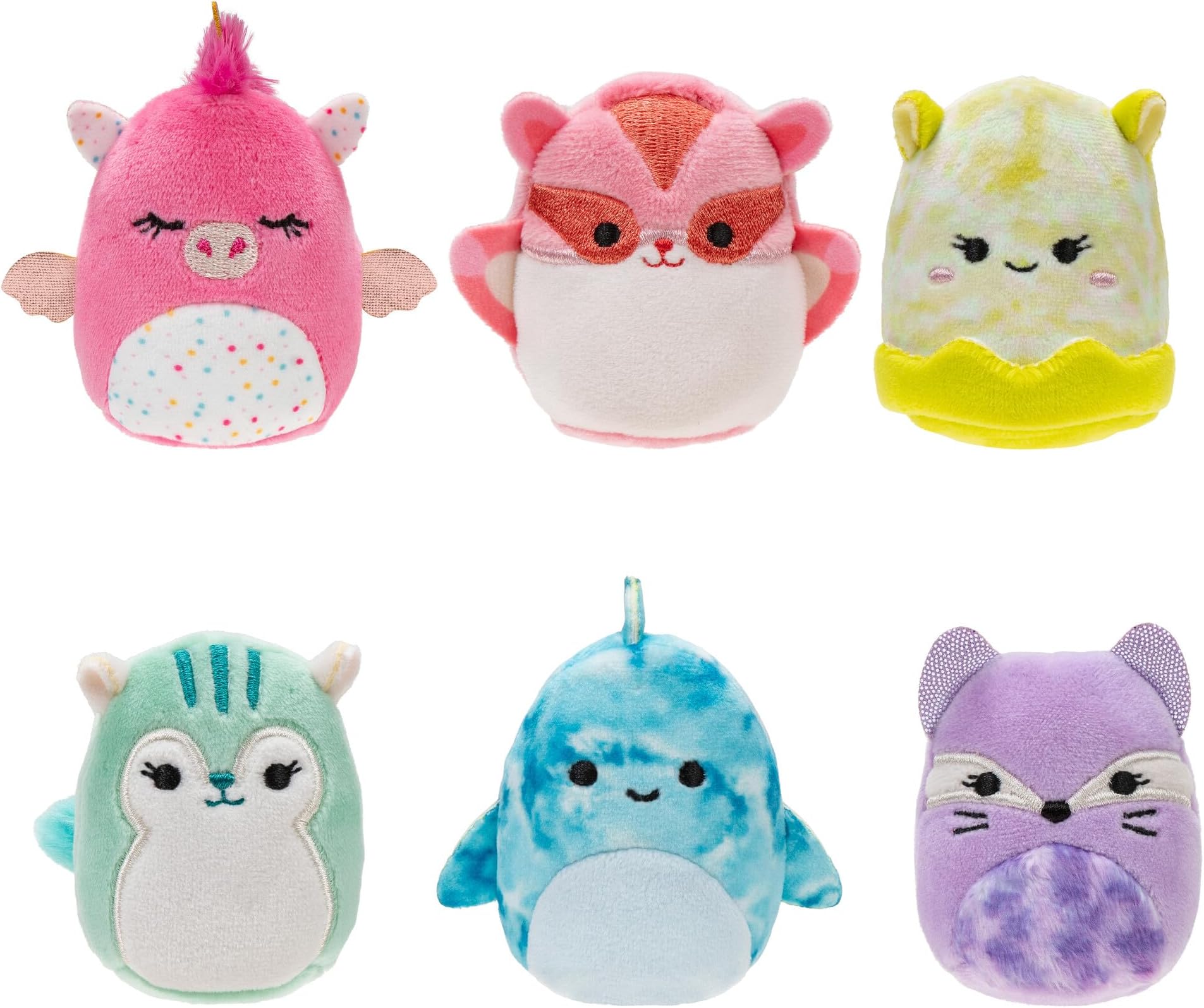 Squishville SQM0507 Colourful Squad, Super Soft Mini Squishmallows, 5 cm Plush Figures, Pack of 6
