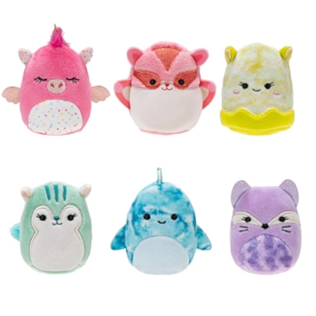 Squishville by Original Squishmallows Cute & Colorful Squad Plush - Six 2-Inch Squishmallows Plush Including Annalise, Dun...