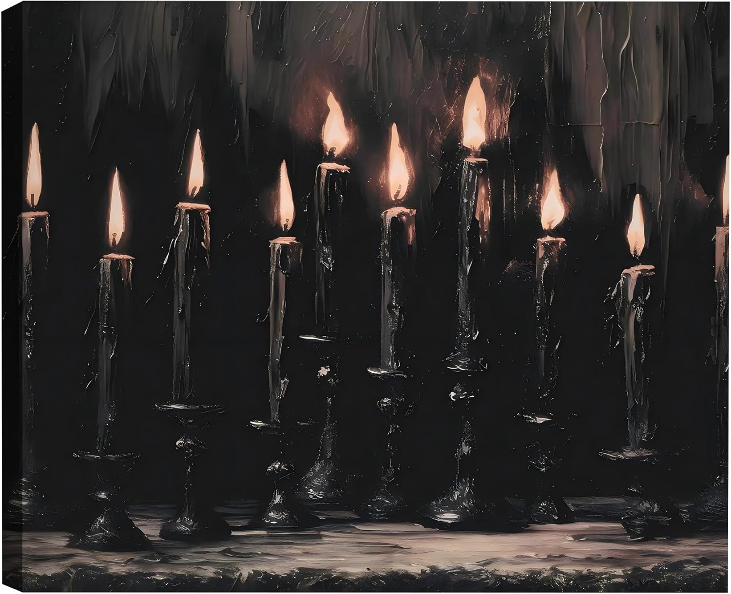 FLZYKGPA Halloween Decor Black Candles Pictures Canvas Prints, Vintage Halloween Moody Dark Academia Wall Art for Living Room, Gothic Dark Aesthetic Farmhouse Wall Decor, 24x36