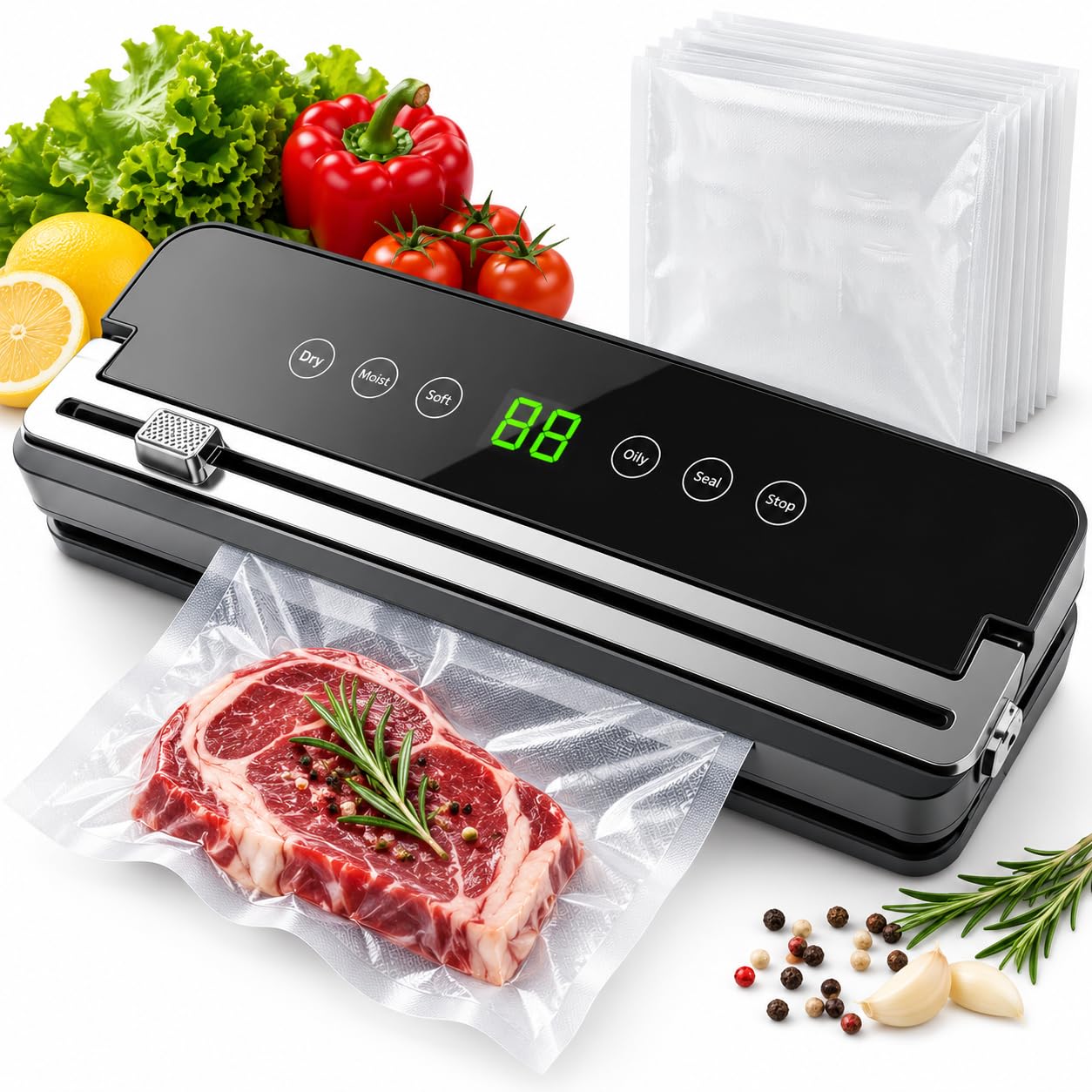 Machine à emballer sous vide automatique avec 100 sacs pour le stockage des