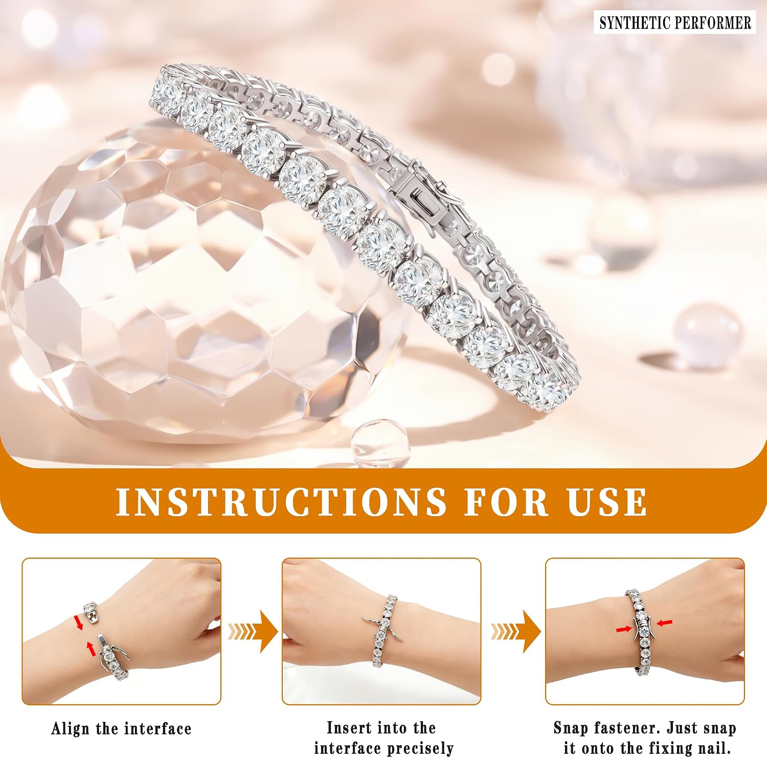 Moissanite Tennis Bracelet For Women,Women's Tennis Bracelets,Round Cut D-Color VVS1 Platinum Plated Silver Bracelet,Hypoallergenic Bezel 7/7.5Ins, Ice Crystal Sparkling,Exquisite Jewelry,with Gift Box,Ideal Gift for Wife/Her
