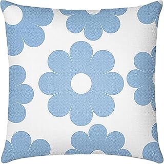 Porceosy Funda de almohada lavable con estampado floral decorativo con cremallera, resistente al desgaste, de larga duración, color azul