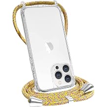 Crossbody Case Compatible for iPhone 14 Pro Max Soft Slim Transparent TPU+ Hard PC Clear Case with Adjustable Lanyard Neck Strap Anti-Scratch Shockproof Bumper Phone Cover - Rainbow