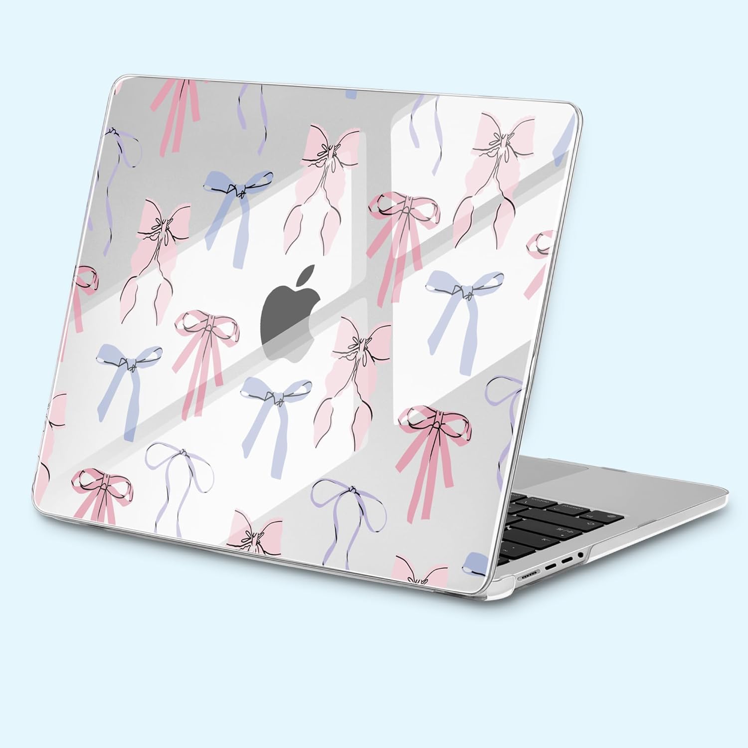 for New MacBook Pro 14 inch Case 2026 2025 M5 2024 M4 2023 Release– Aesthetic Floral Design Ultra Thin Clear Laptop Shell 6-in-1 Bundle with TPU Keyboard Cover & OTG Adapters, Pink Bow
