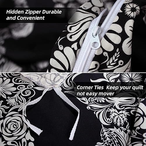 Miniatura 10 de ZHH - Juego de funda de edredón de tamaño King, diseño gótico de polilla de la muerte, juego de 3 piezas, funda de edredón con cremallera y cinturón