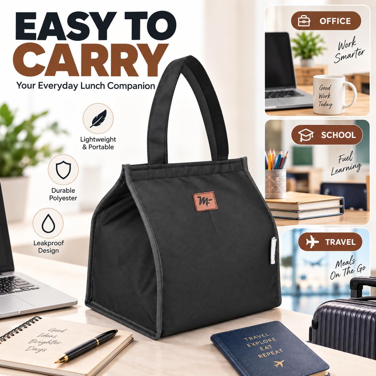 Large Insulated Lunch Bag - Hot & Cold Food Carrier -7