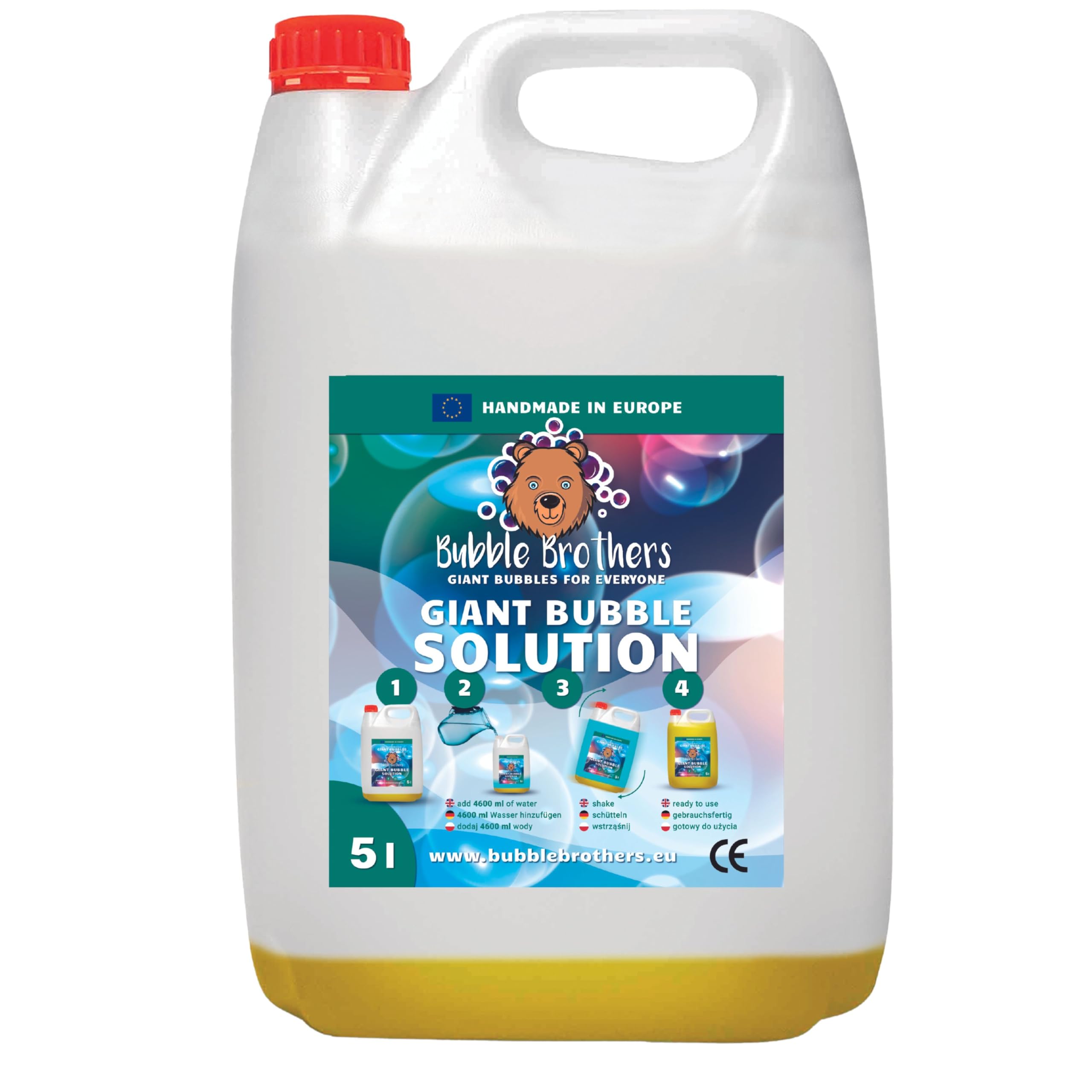 Bubble Brothers Soap Bubbles Refill Bottle 5 L Bubble Liquid Bubble Solution Concentrate for Giant Soap Bubbles Sturdy Soap Bubbles (1 x 5L)
