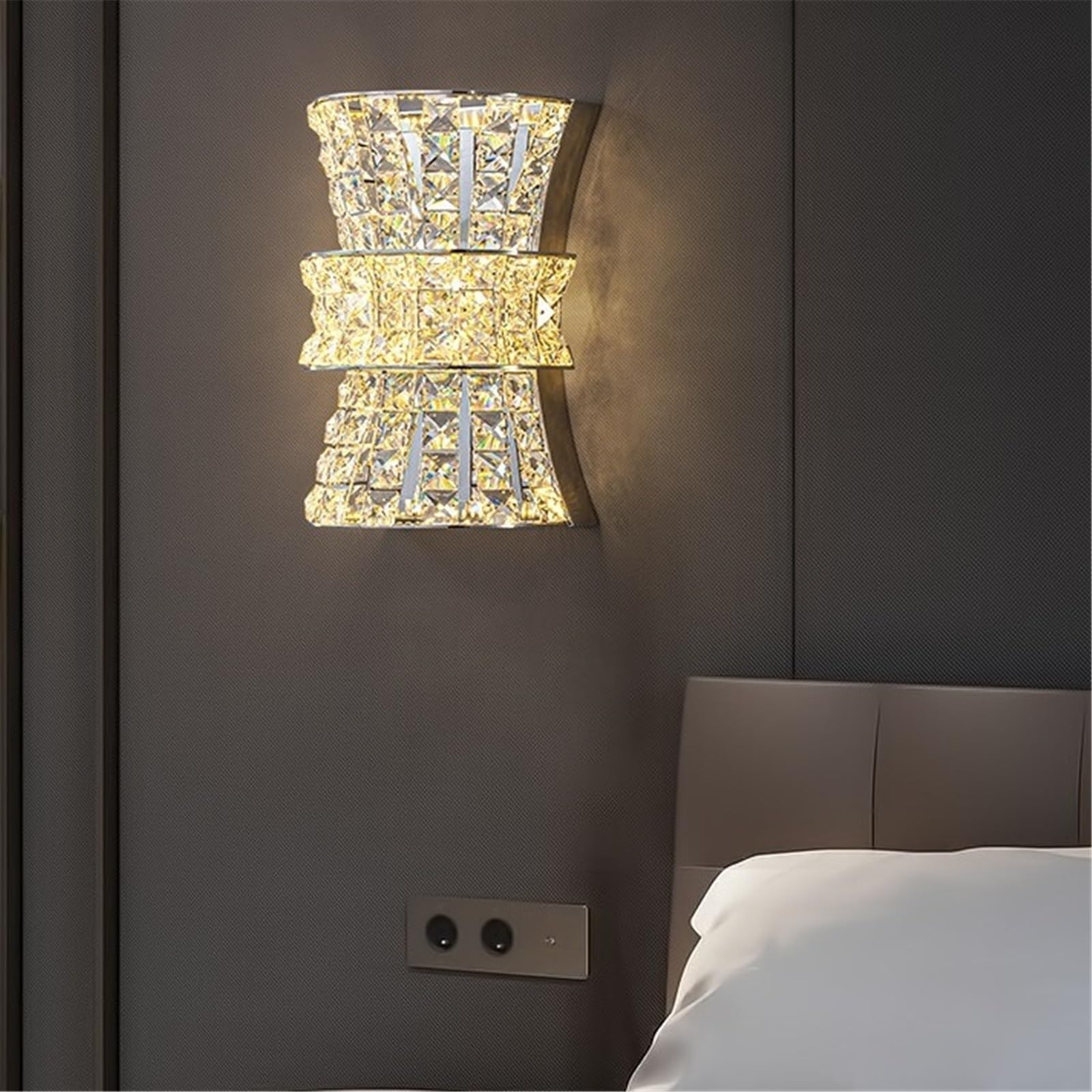 Applique da parete Lampada da parete di lusso in cristallo 31 cm for il corridoio della camera letto Vanity Hotel per corridoio