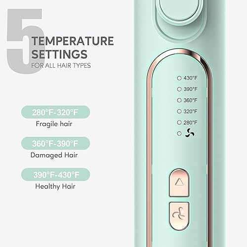 Miniatura 2 de Terviiix Plancha de titanio con tecnología de aire de 360, alisador de pelo y rizador de flujo de aire 2 en 1, 5 temperaturas ajustables, doble