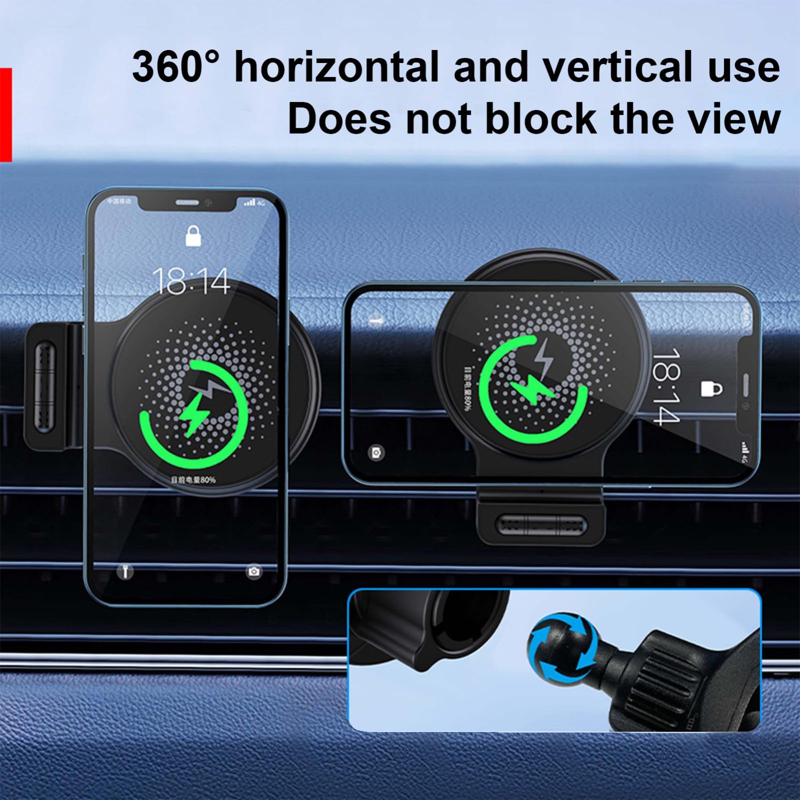 Caricatore Wireless Auto Per Telefono 15W Carica Rapida Attacco Magnetico | 15W Supporto Telefono Con Caricabatterie Integrato Ingresso AUX per Veicolo Casa Ufficio Presa