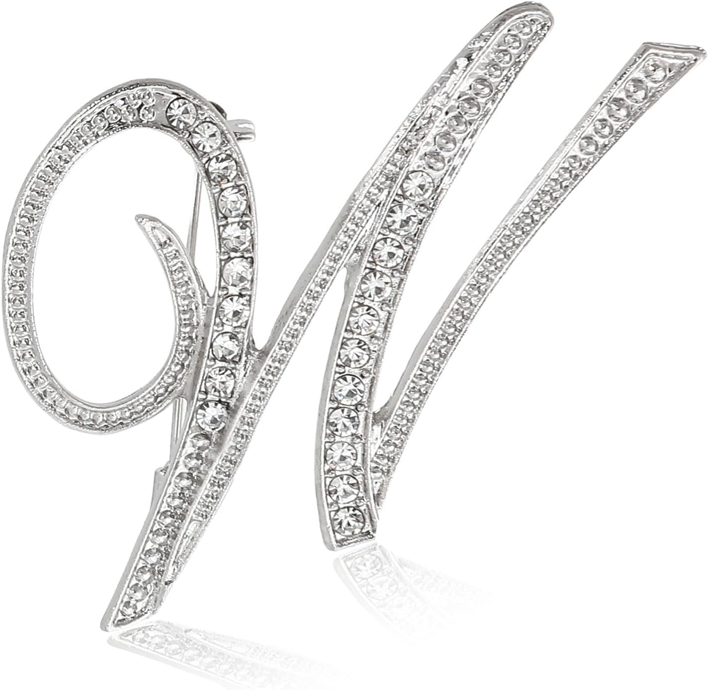 26 Letter Brooch Initial Rhinestone Brooch Silver Metal Alphabet Brooches A-Z with Crystal Lapel Pins for Women Men