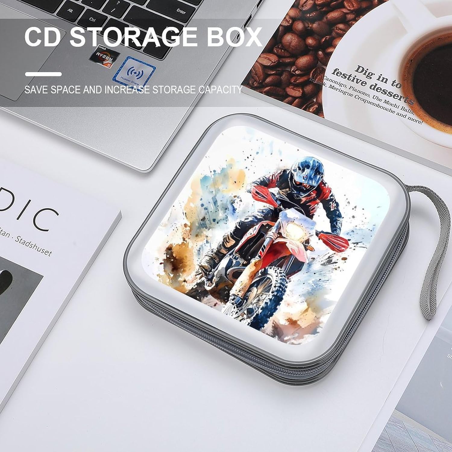 Dirt Motorcycle Rider Protective CD Case Storage Rack 40 Capacity DVD Holder Organizer Car Travel