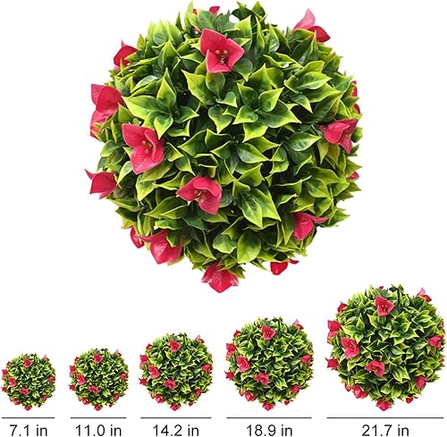 Miniatura 10 de 1 bola de topiario artificial con flores, plantas artificiales de boj topiario, bolas artificiales de boj para plantas, bolas decorativas para patio