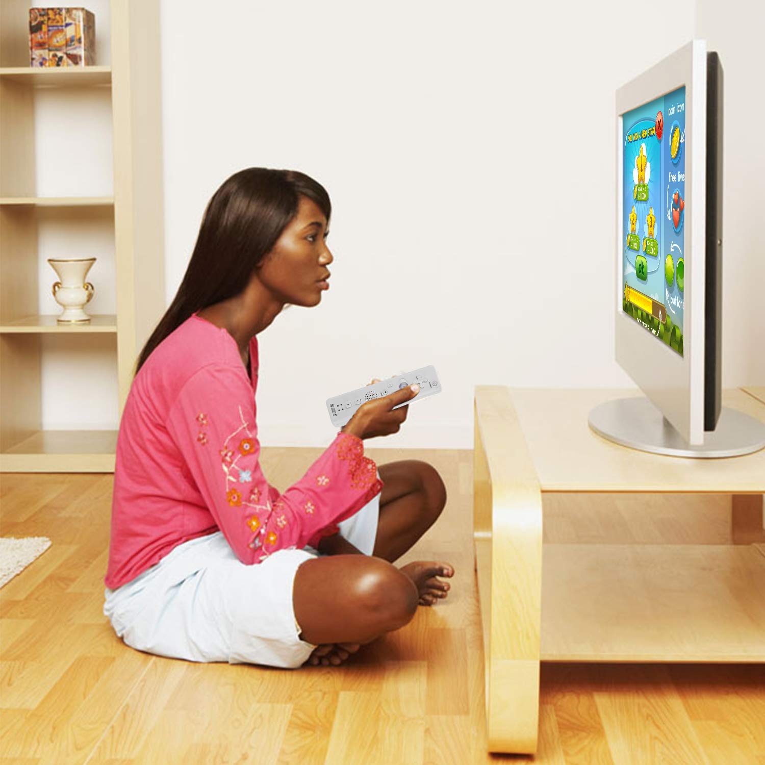 MODESLAB Wii Remote Controller, Replacement Nunchuck and Remote Game Controller with Motion Plus Compatible with Wii and Wii U Console (White)