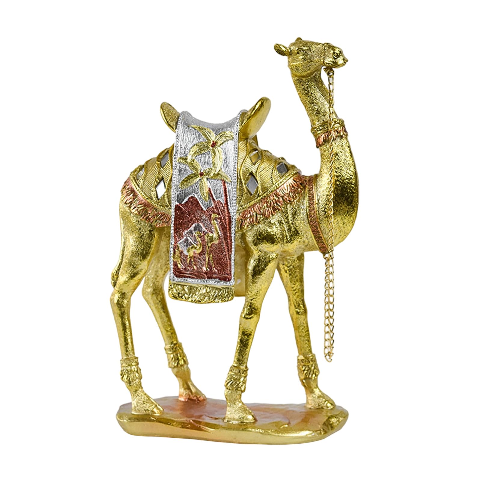 MARCBUSE Middle Eastern Styles Exotic Camels Statue Resins Gold Desert Animal Figurine For Indoor Decors And Housewarmings