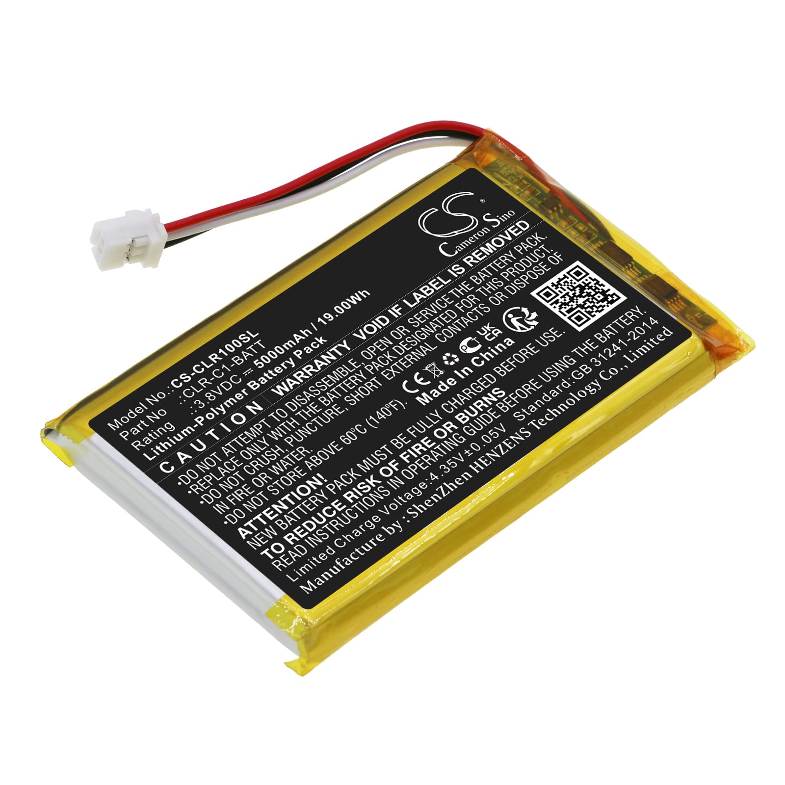 FYIOGXG Cameron Sino Battery for ClareOne CLR-C1-PNL1, Smart Home Panel PN:ClareOne CLR-C1-BATT 5000mAh / 19.00Wh