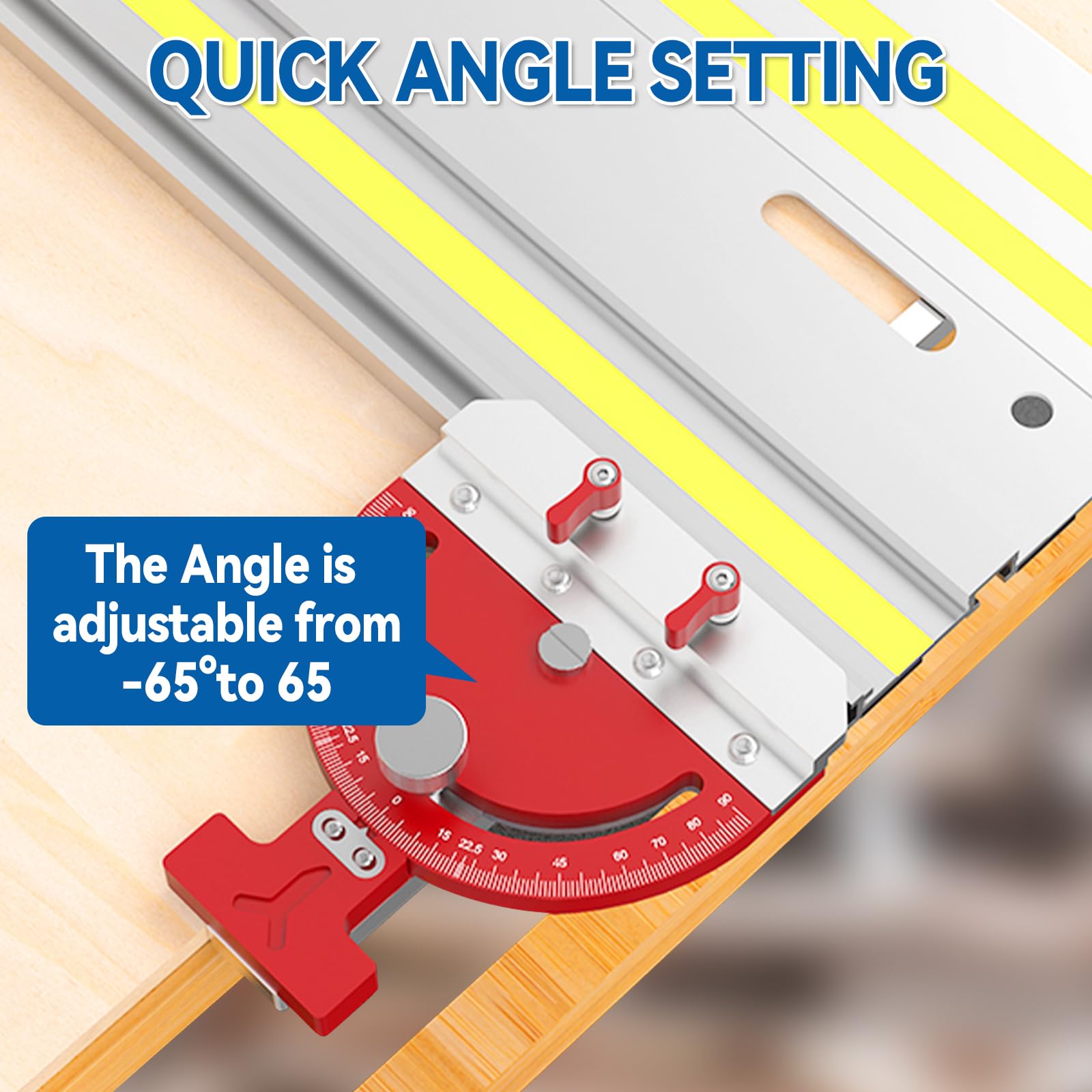 Table Saw Miter Gauge Adjustable Multi-Angle Track Saw Guide Square Right Angle Guide Angle Stop for Makita Festool DeWalt Guide Rail - Image 2