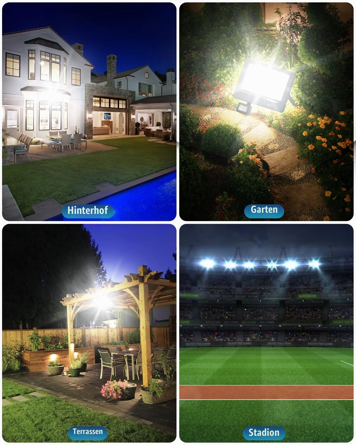 LED Strahler mit Bewegungsmelder Außen 100W 10000LM 1 Stücke - IP66 Wasserdicht LED Scheinwerfer 230V mit Bewegungsmelder Außen, 6500K Fluter Flutlichtstrahler Aussenstrahler für Garten