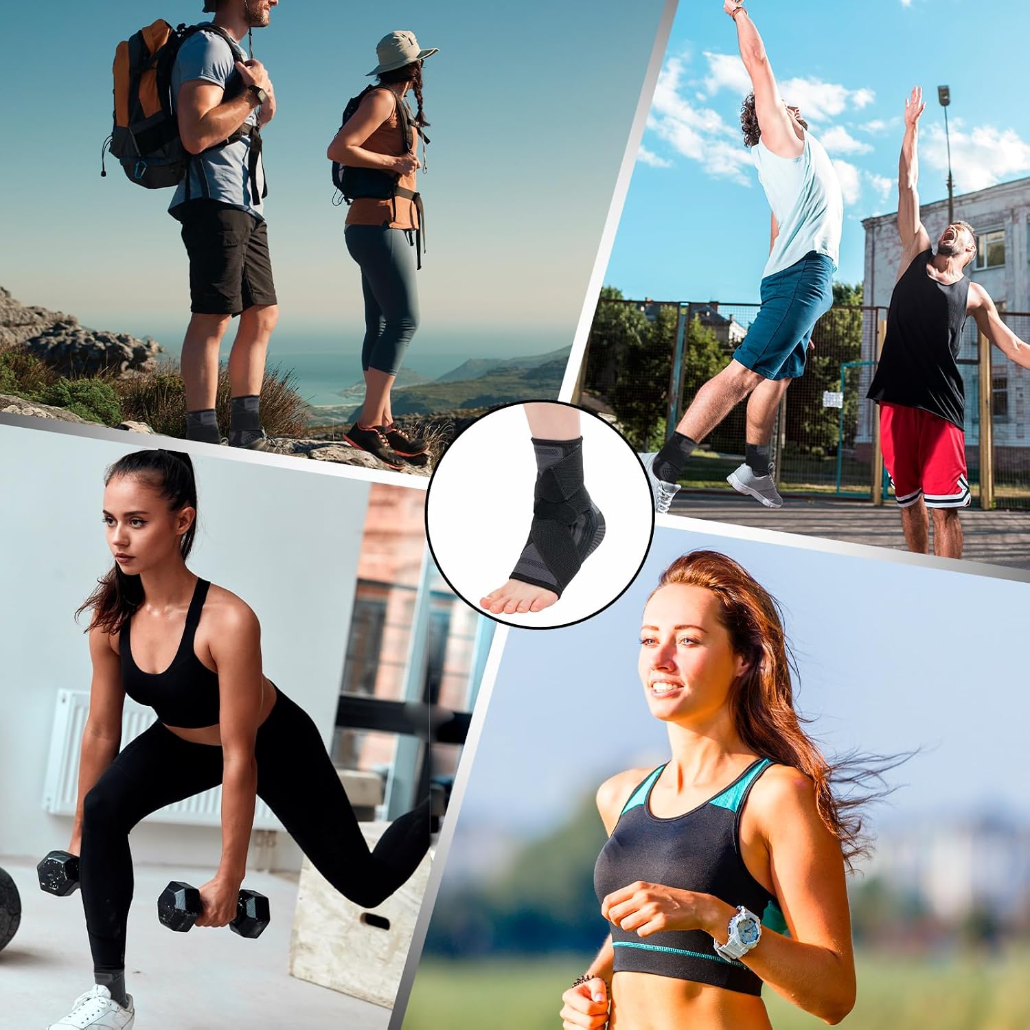 Unisex Ankle Brace with Compression Support Sleeve – Pain Relief for Sprains, Swelling, and Arthritis – Perfect for Athletes, Runners, Hikers, and Everyday Support.