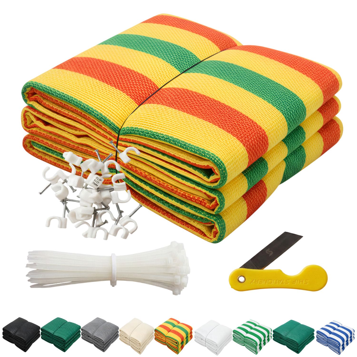 TAVASYA 90% Shade Net 10 x 30 Feet | Multicolor | UV Resistant Sun Shade Cloth for Garden, Terrace, Car Parking & Outdoor Heat Protection with 1 Cutter, 100 Clamps, 100 Tags-picture-27