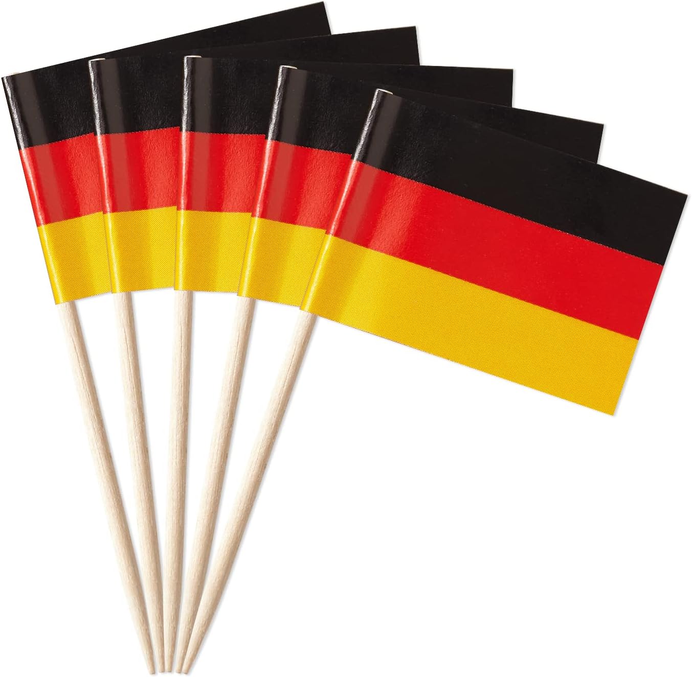 GentleGirl 100 Pcs Germany Flag German Toothpick Flags Small Mini German Cupcake Toppers Stick Flags Decorations