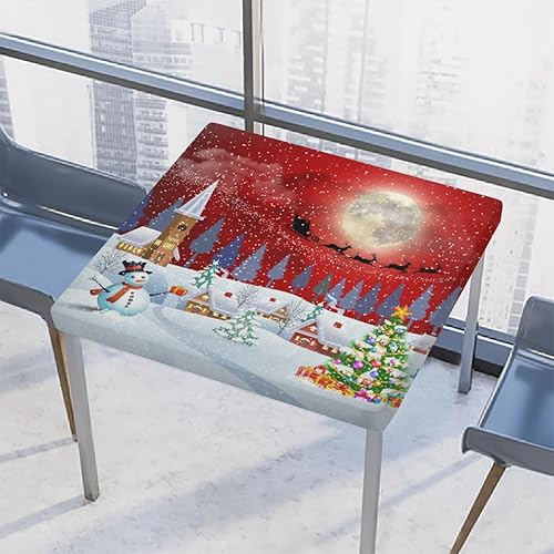 cfpolar Mantel de noche de luna de Feliz Navidad con borde elástico, mantel cuadrado impermeable, mantel de poliéster resistente a las manchas, cfpolar Mantel de noche de luna de Feliz Navidad con borde elástico, mantel cuadrado impermeable, mantel de poliéster resistente a las manchas,