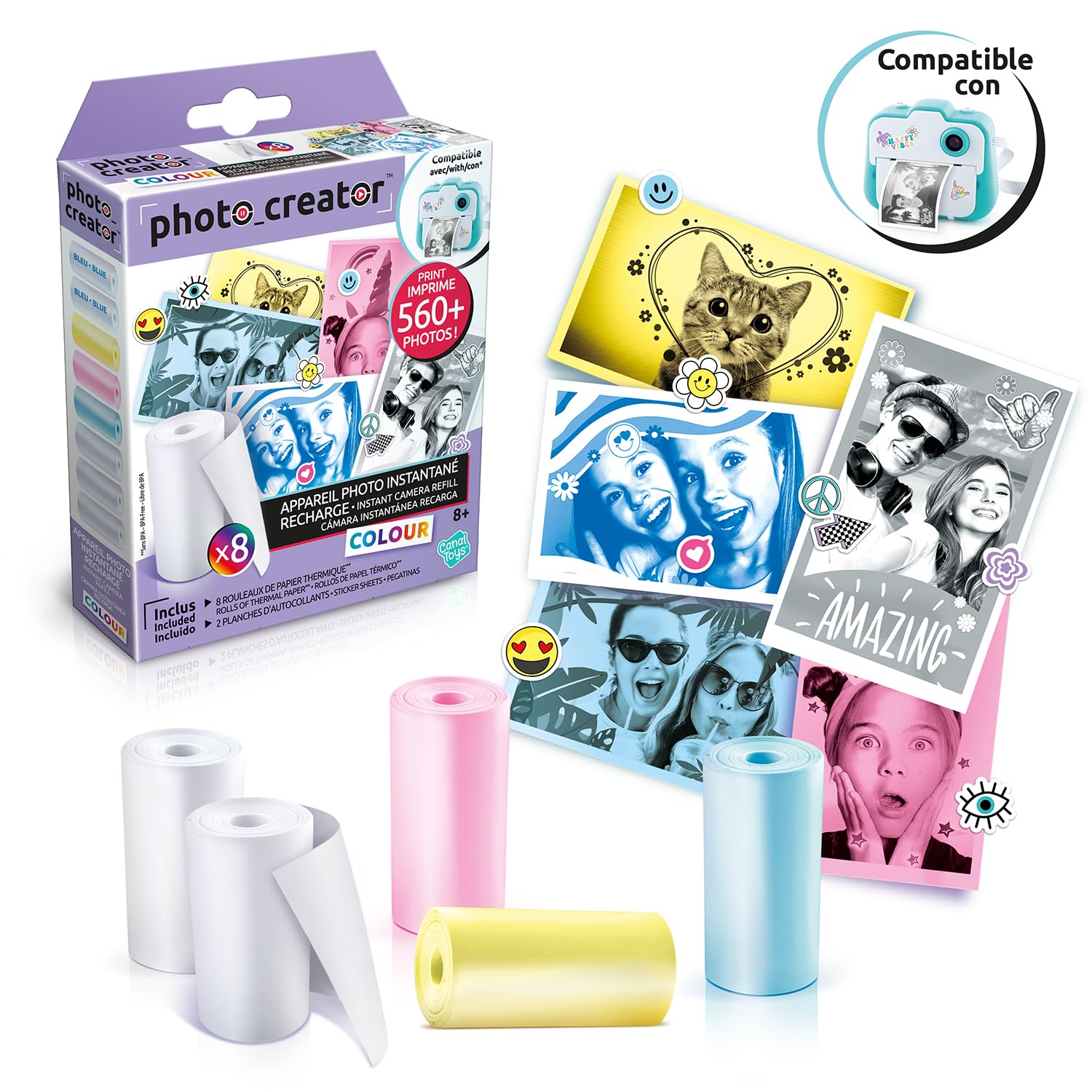 Canal Toys Fotocamera istantanea-Kit di Ricarica con Carta Speciale Color-CLK 016, Bianco