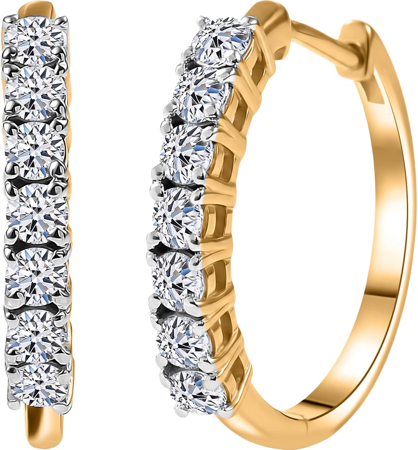 Shop LC 1 Carat Lab Grown Diamond Hoop Earrings for Women | G-H Color SI Clarity | Prong Set | 925 Sterling Silver | Round | Fine Jewelry