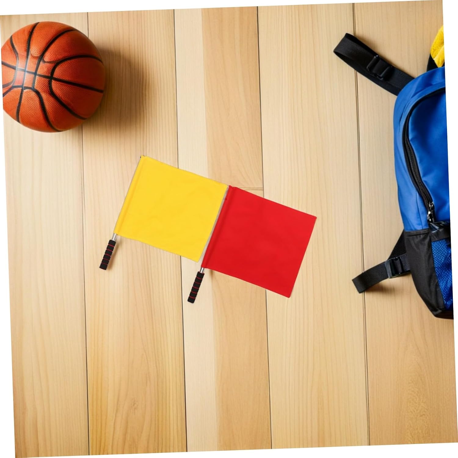 Race Flags and Conducting Signal Flags Set 2pcs Stainless Steel Red Yellow Handheld for Track and Field Competition and Sports Officiating