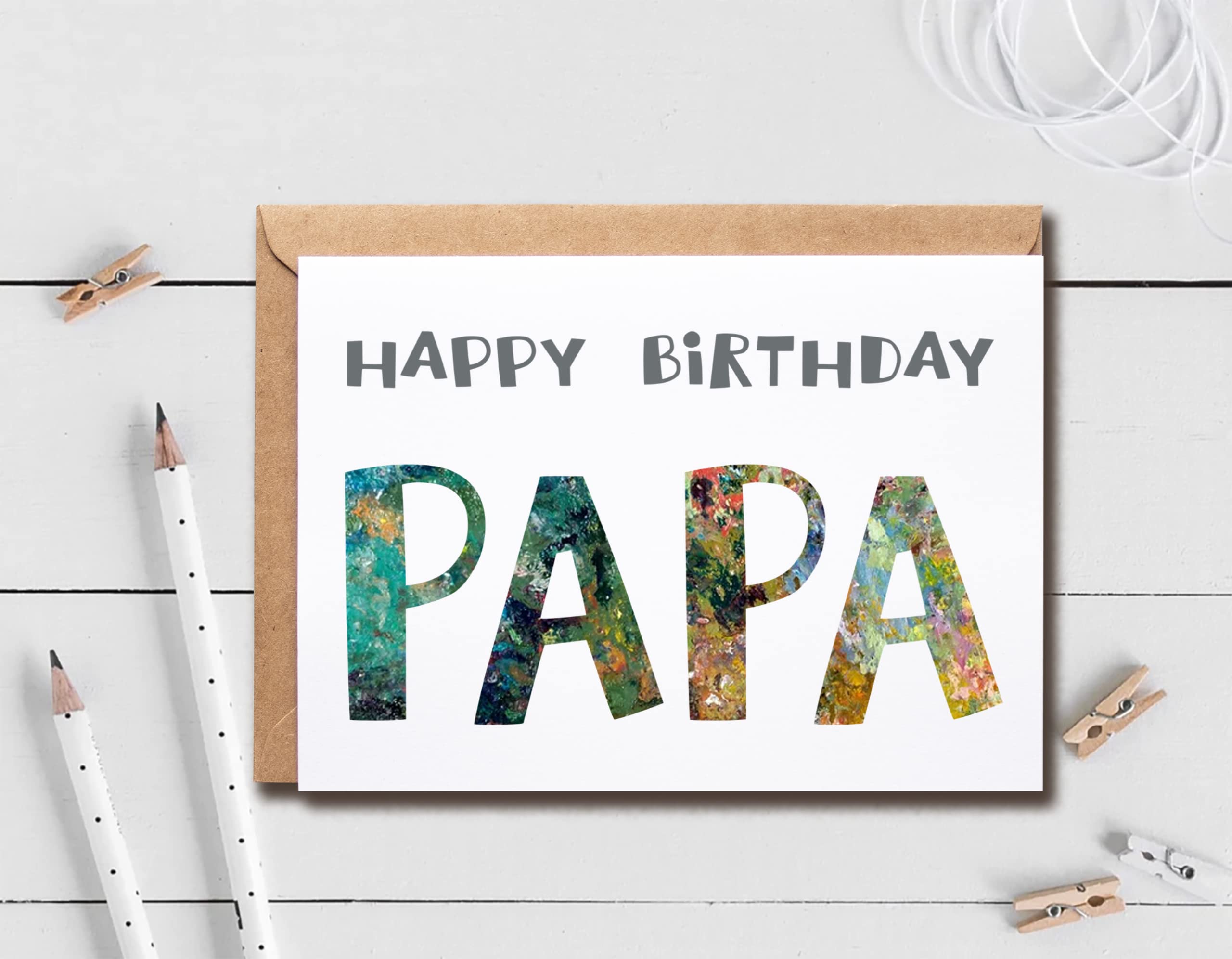 EruditeGifts Happy Birthday Papa, 5 x 7 Inch Card, Blank Inside