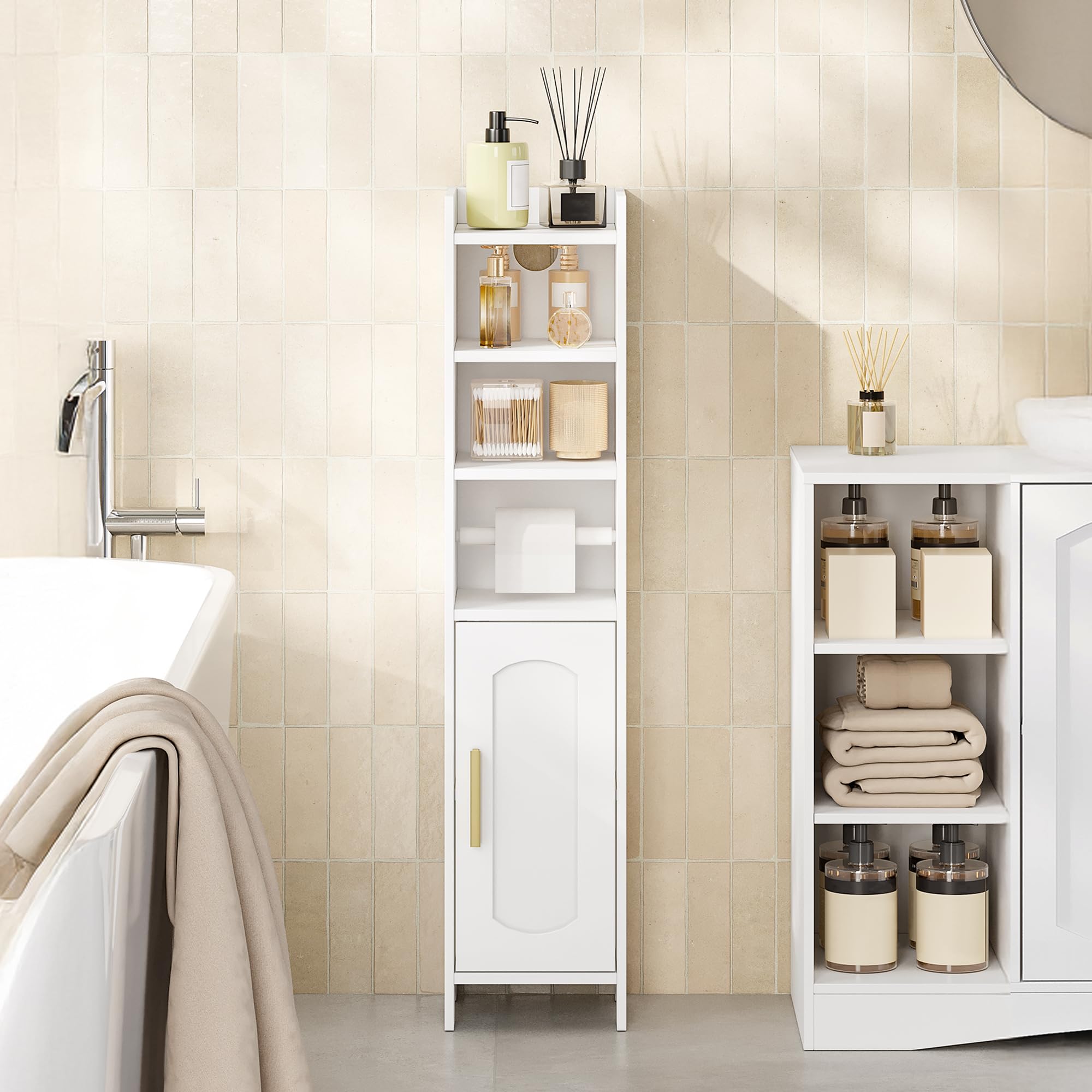 HEXCELEN Meuble de Salle de Bain, Support Papier Toilette 20 x 20 x 90 cm