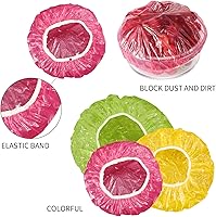 Vista 4 de 120 fundas elásticas reutilizables para almacenamiento de cuencos de alimentos, 3 tamaños, cubiertas coloridas para platos de platos de plástico