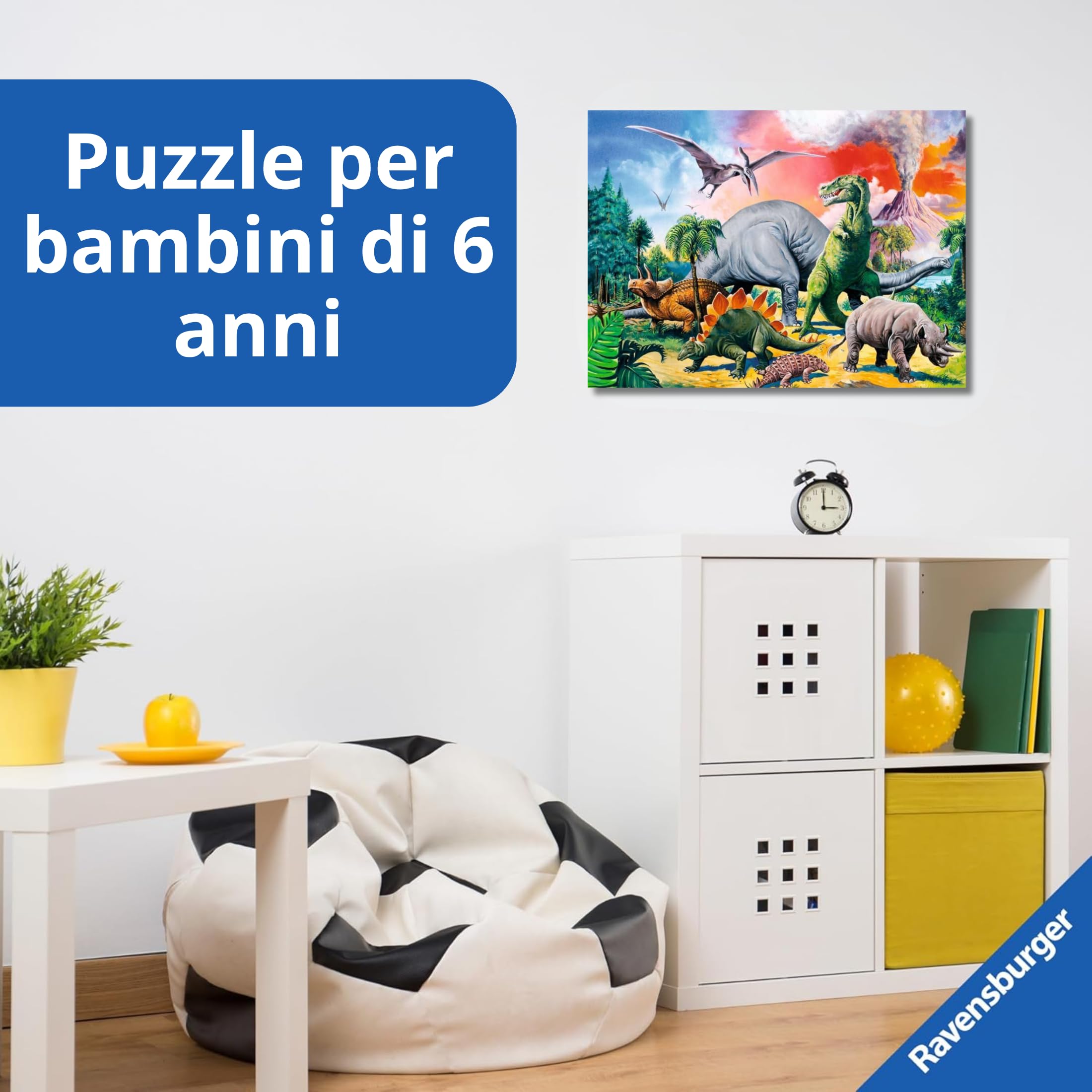 Ravensburger - Puzzle 100 Pezzi XXL Dinosauri, Idea Regalo per Bambini 6+ Anni, Gioco Educativo e Stimolante