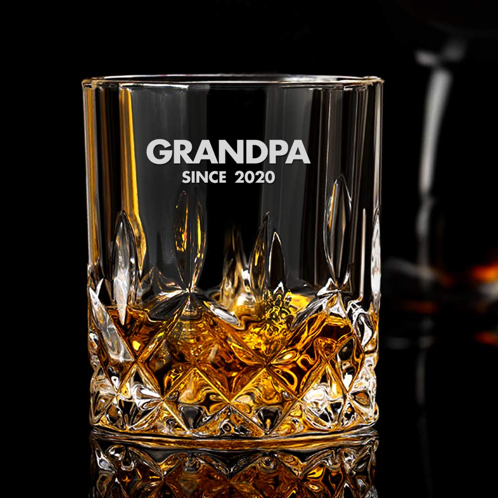 howson london Personalised Whiskey Tumbler Custom Gift for Men Dad Grandpa Daddy Him Husband Engraved Whisky Glass for Birthday Father's Day Christmas Glass Gift with Any Name (Text)