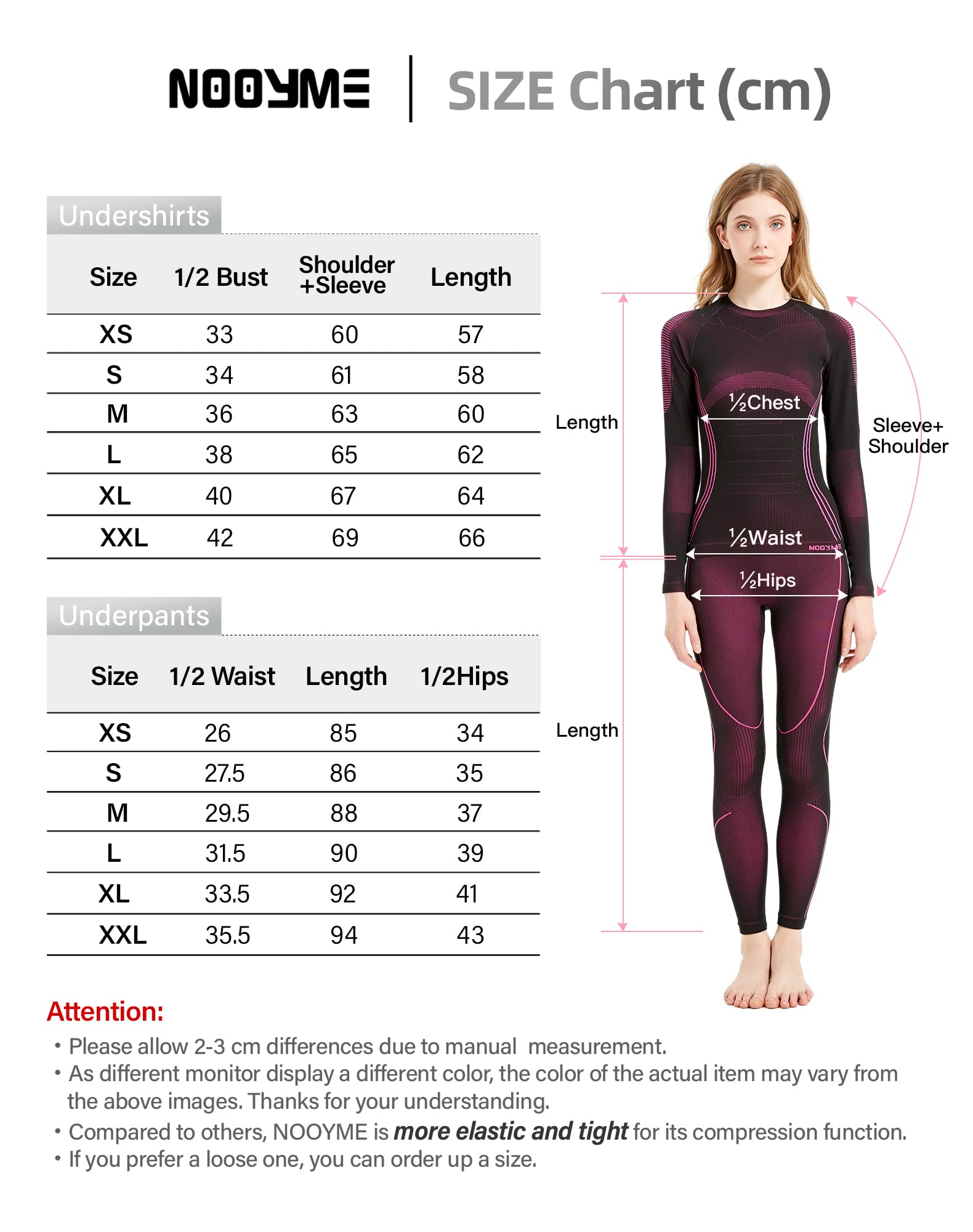 NOOYME Ropa interior térmica para mujer, ropa interior térmica funcional para mujer, pantalones y camiseta térmica transpirable secado rápido para esquí, correr, gimnasio, rosa roja, XL