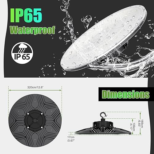 Miniatura 6 de Luces LED UFO de alta bahía de 150 W, 100 W, 80 W, ajustables, 3000 K, 4000 K, 5000 K, 140 LMW, regulable, luz LED de tienda de alta bahía UL DLC