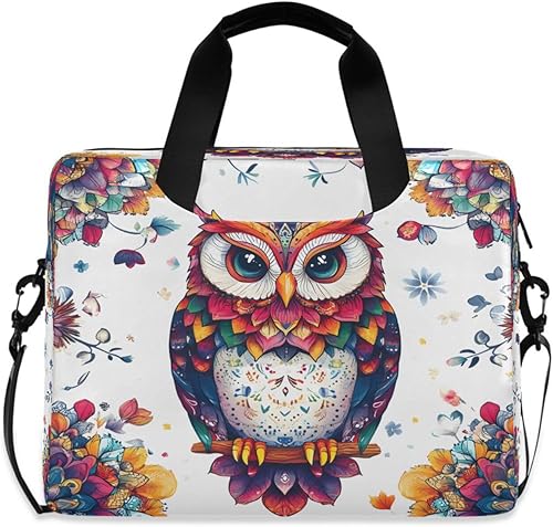 Mandala Boho Animal Owl - Maletín para laptop de 15.6 pulgadas para negocios, bolsa de computadora resistente al agua para portátiles de 14 a 16