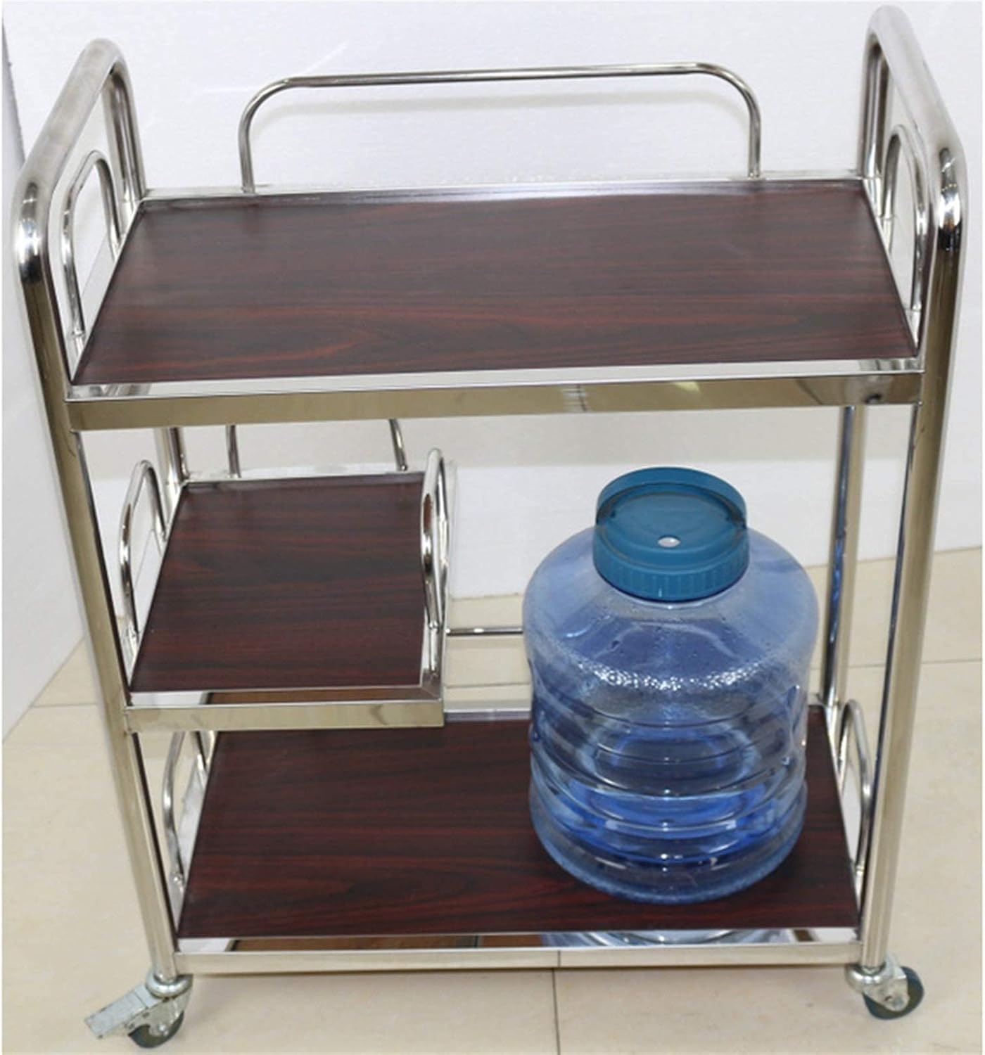 Rolling Bar and Serving Cart 3-Tiered,Home Bar Cart, Very Suitable for Home, Wine Holder Serving Cart Bar Cart On Wheels Kitchen Cart with Storage