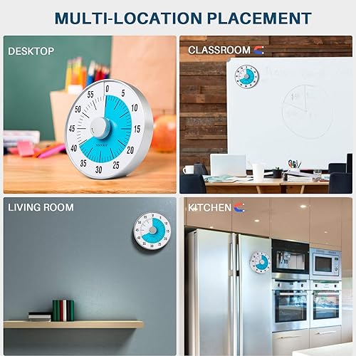 Miniatura 4 de Secura Temporizador de cuenta regresiva visual de gran tamaño de 7.5 pulgadas, temporizador de cocina de 60 minutos | Herramienta de gestión del