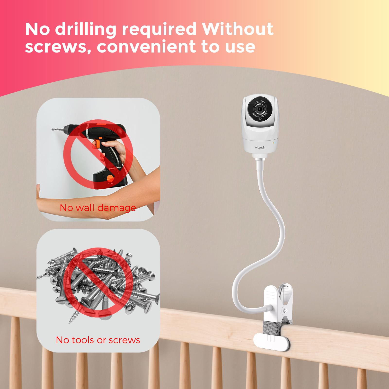 Support de moniteur pour bébé compatible avec VTech VM924/901/928HD/5263/5755/5764HD/7764HD/5766/5263/BM5254/RM5755HD/Leapfrog LF920HD/RM7768HD/LF815HD/LF17768HD/LF17. 26 FHD / Caméras LF2413 - 5