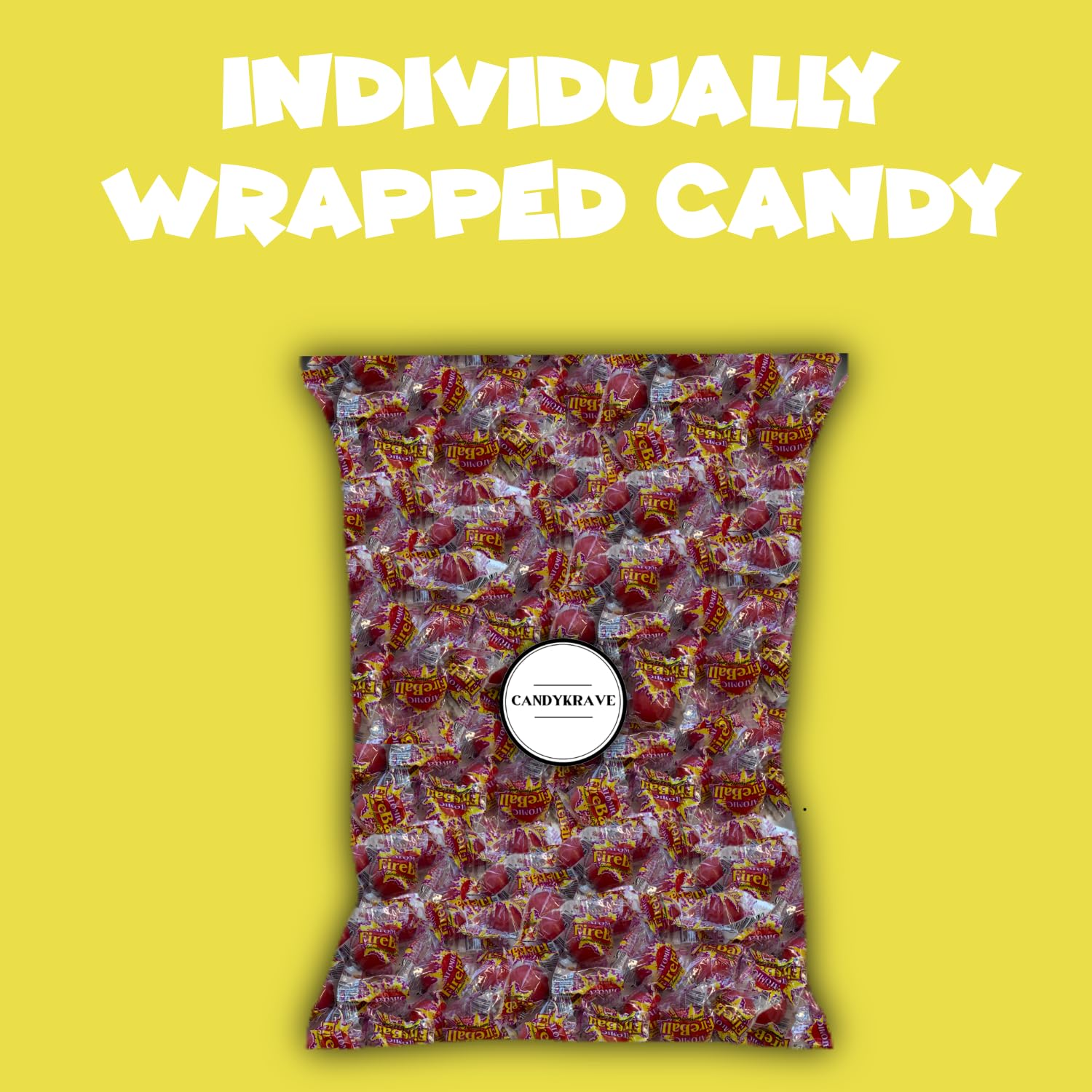 CandyKrave Atomic Fireballs Candy in Bulk - 3 LB Cinnamon Flavored Fire Balls Hard Candy - Jawbreakers Candy Individually Wrapped