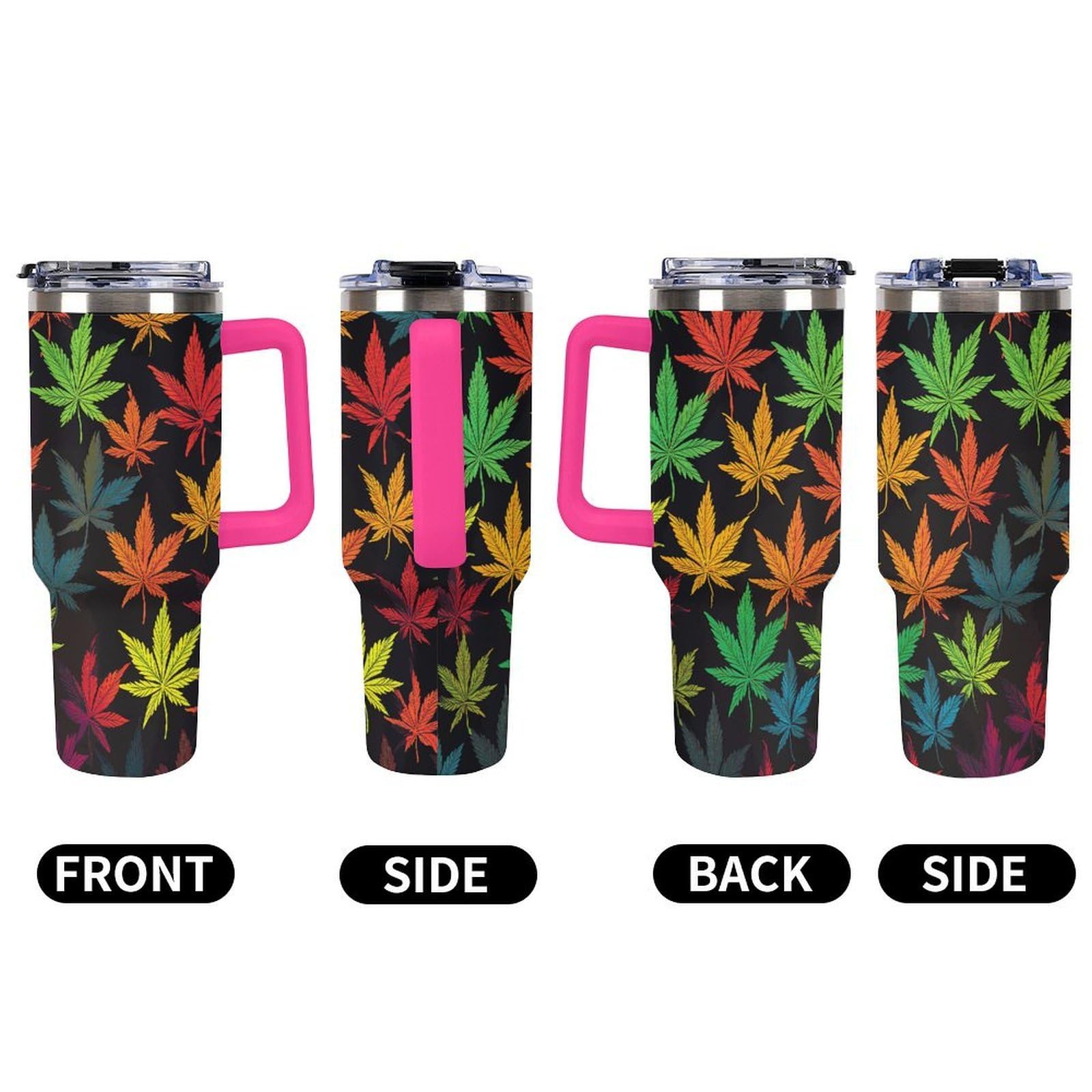 Autobecher aus 304 Edelstahl, bunt, mit Strohhalm und auslaufsicherem Deckel, großes Fassungsvermögen, vakuumisolierter Reisebecher für Auto-Becherhalter, 1,2 l