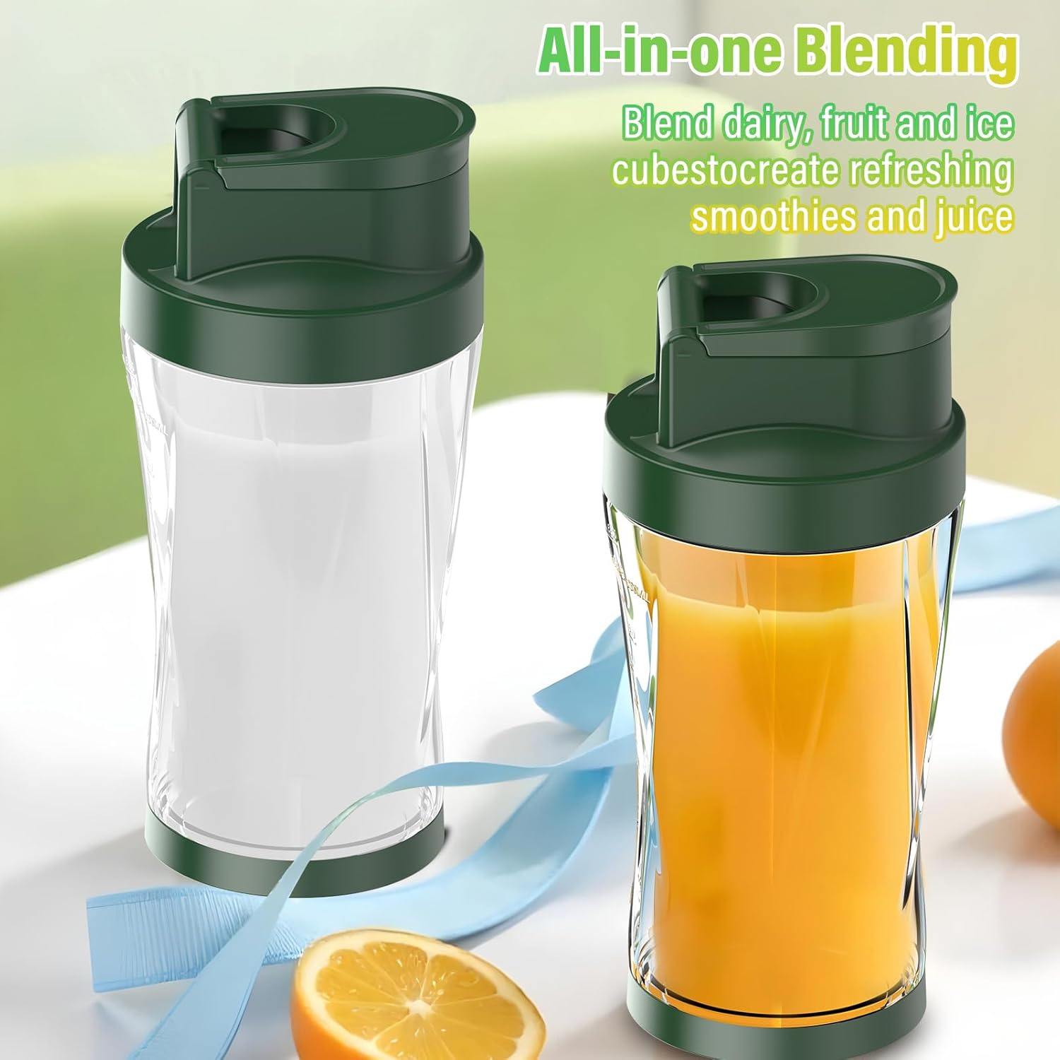 Gambar rajah meletup komponen BESNOOW Portable Blender HD10, termasuk penutup, balang, bilah, tapak, butang kuasa, port pengecasan dan berus pembersih.