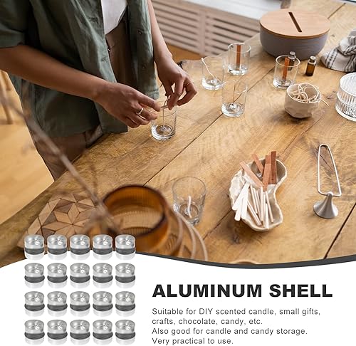 Miniatura 2 de EXCEART 50 piezas de velas de té de 1.38 pulgadas para hacer velas de bricolaje, soportes de metal ligeros y duraderos para velas de té perfumadas