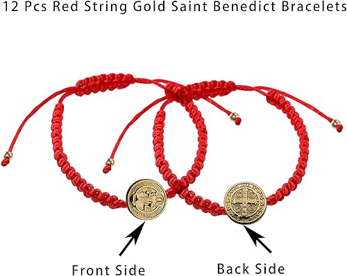 Miniatura 2 de 6-12Pieces San Benito Bracelet Handmade Red Knot String Bracelet Virgin Mary and Saint Jude Adjustable Medal Rosary Bracelet Luck Black Cord Braided