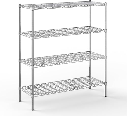 Miniatura 309 de Kit de estantería de alambre cromado de 4 niveles de 24 pulgadas de profundidad x 24 pulgadas de ancho x 64 pulgadas de alto Unidad de estante